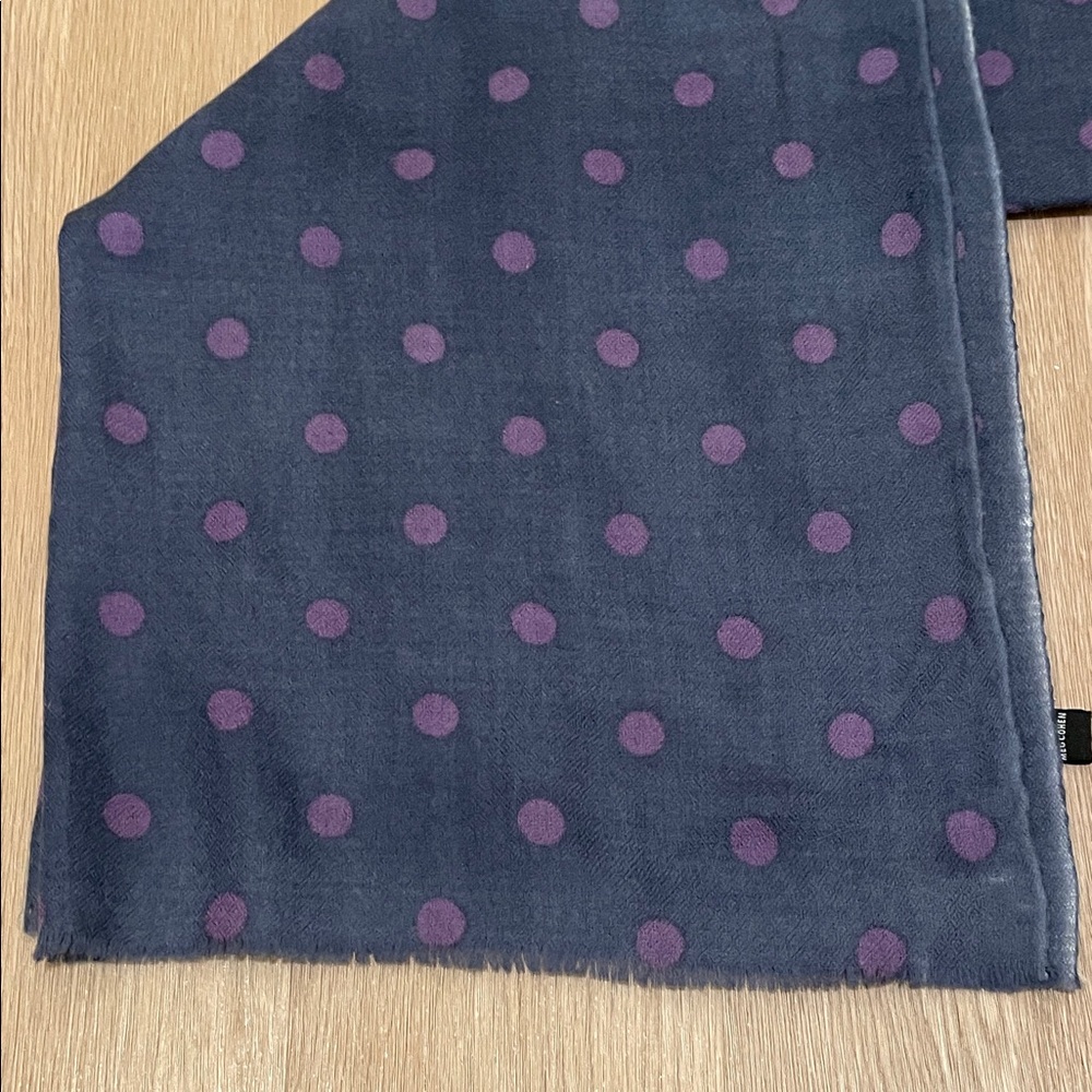 100% Wool Polka Dot Women's Scarf - Dark Blue and Purple - 28”x75” - Picture 3 of 10